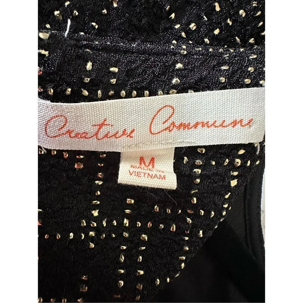 Creative Commune Women's Short Sleeve Fit and Flare Black Dress Size Medium‎